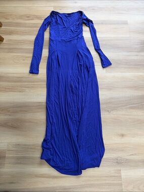 Long Sleeve V-Neck Maxi Dress - Cobalt Blue